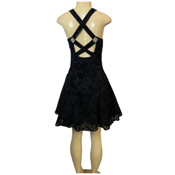 Zum Zum Vintage 90’s Y2K Black Floral Velvet Satin Sparkle Party Dress Size 5-6 - Picture 6 of 12